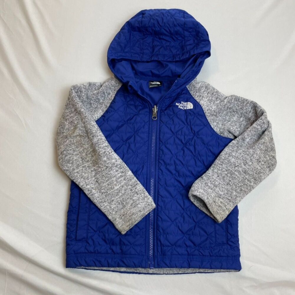 The North Face Toddler Boys Blue Quilted Fleece Hybrid Hooded Jacket Size 5T